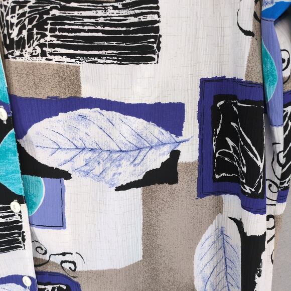 Vtg 90s-Y2K Alia Women's Plus 18 Retro Funky Print Button Up Shirt Blouse Artsy - Picture 6 of 6